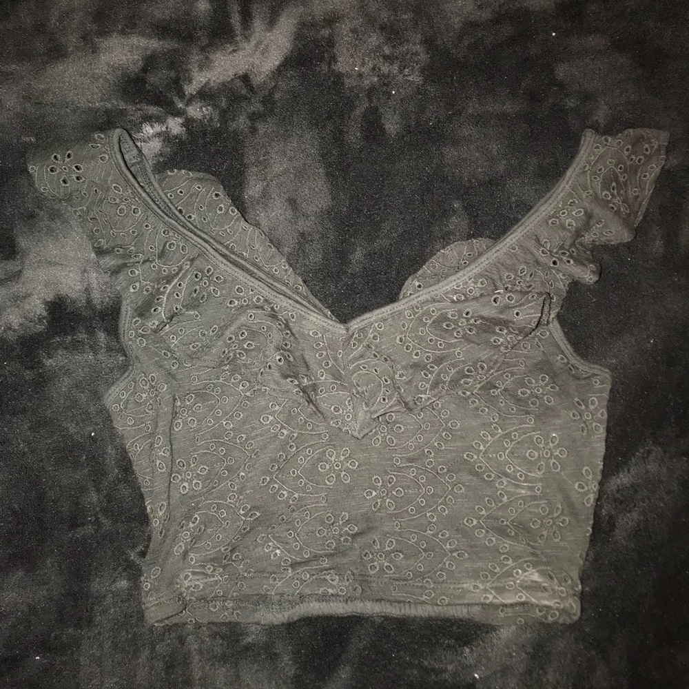 Hollister black laced crop top